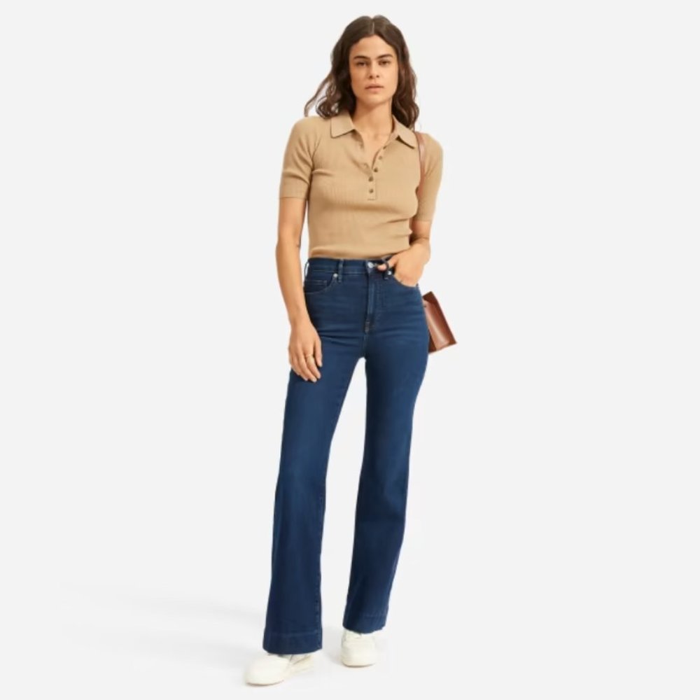 Everlane The High Rise Flare Jean Dark Blue Size 27 NWT